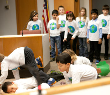Performance art by Lawton Elementary teacher Susan Baileys 2nd grade class at the AAPS March 13, 2013 board meeting. 