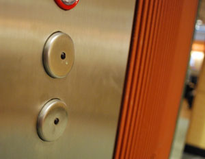 Elevator buttons in the new UM Ross School of Business building were 