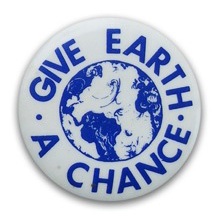 A popular button made by U-M student activists to promote their March 1970 teach-in and its tie-in to Earth Day. (Courtesy of John Russell) (Image courtesy of Ann Arbor Chronicle article.)