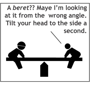 comic about hats that might look like berets two guys on a teeter totter