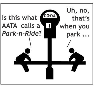 Teeter totter cartoon about parking meters