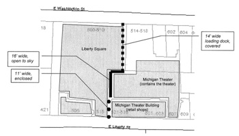 Alley to the east of the McKinley Towne-Hall Centre from Ann Arbor city planning staff report.