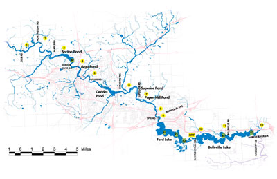 Huron River Phosophorus Sampling Sites