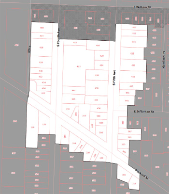 Map of proposed Fourth and Fifth Avenue historic district