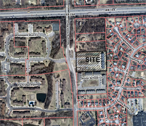 Map showing location of Windsong townhome site