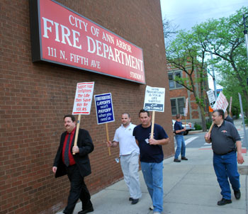 Fire fighters informational picket