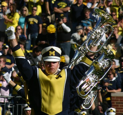 Michigan Marching Band horn leader