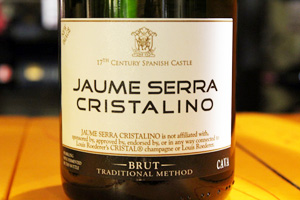 Disclaimer label on bottle of Jaume Serra Cristalino
