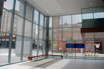 Southwest corner of the Ann Arbor justice center lobby