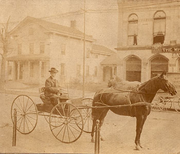 William in a postal delivery cart, circa 1905