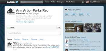 Twitter page for Ann Arbor parks