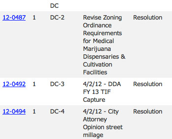 Ann Arbor city council agenda screenshot