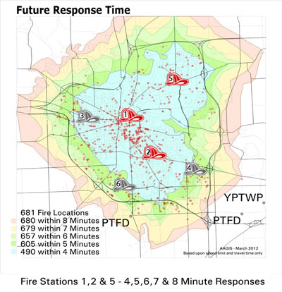 Fire fighter response time map