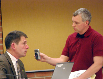 Andrew Cluley interviews Steve Powers after the council meeting.