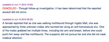 Screenshot of University of Michigan Department of Public Safety update of original item.