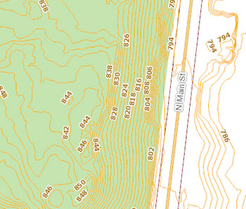 Bluffs Nature Area Topographical Map Two-foot Countours