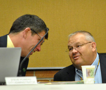 Left to right: city administrator Steve Powers and public services area administrator Craig Hupy. 