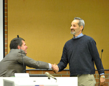 From left: city administrator Steve Powers and chair of the city's greenbelt advisory commission Dan Ezekiel.
