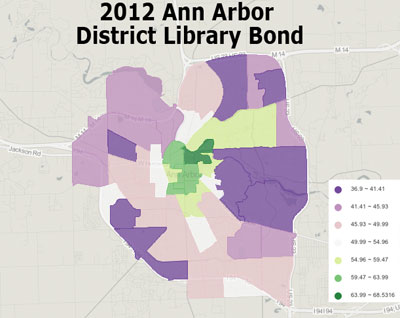2012 Library Bond (in person only) Results from outer townships not included.