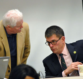 Left to right: Mike Anglin (Ward 5) and city administrator Steve Powers