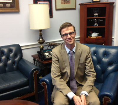 I interrogated an aide, Derek Dobies, hoping Henry would find his story interesting and perhaps inspiring: 2008 graduate from MSU in political theory, worked on the Dingell campaign and managed it in East Lansing. Took his picture in Rep. Dingell's office.