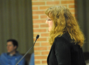 Executive director of the Ann Arbor Housing Commission Jennifer H. Hall addressed the city council at its Feb. 11 work session.