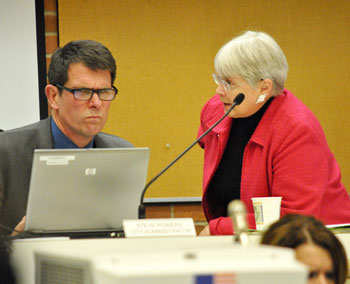 City administrator Steve Powers and Marcia Higgins