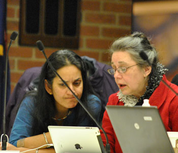 Left to right: Ward 1 councilmembers Sumi Kailasapathy and Sabra Briere