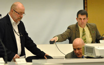 From left: 15th District Court administrator Keith Zeisloft, city administrator Steve Powers, judge Joe Burke 