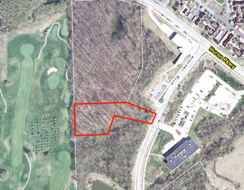 Land to be donated by Bill Martin to the city of Ann Arbor indicated in red outline.