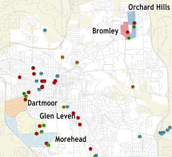 Five target areas with majority of basement backups citywide.