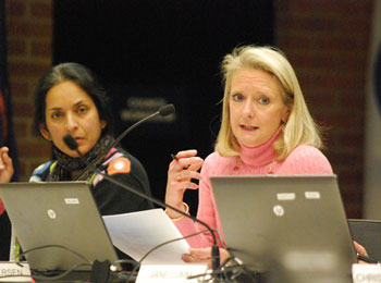 From right: Sally Petersen (Ward 2), Sumi Kailasapathy (Ward 1)