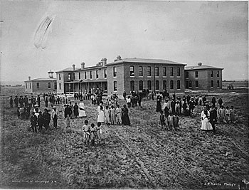 Emma's school in Albuquerque as it appeared shortly after she died there." (public domain photo)