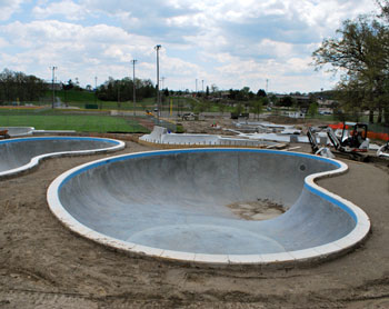 New Ann Arbor skatepark still under construction, not yet ready to skate. View from Dexter-Ann Arbor Road looking south