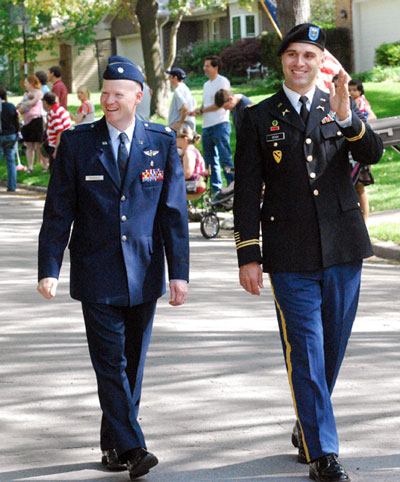 Lt. Col. Kevin Bohnsack and Capt. Brian Cech represented the military in the parade.