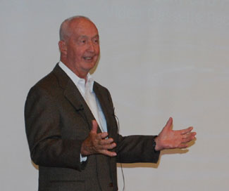 Jim McDivitt, an astronaut on several Gemini and Apollo missions, shared his thoughts Friday at a lecture on North Campus.