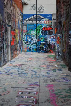 View of the alley next to Michigan Theater.