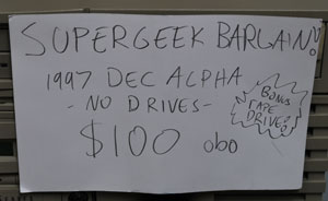 SuperGeek deals at the library's equipment sale.