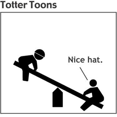 comic about hats that might look like berets two guys on a teeter totter