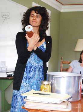 Molly, leading a canning class at the July 18 Re-Skilling Festival.