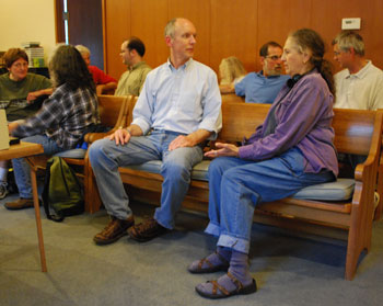 Participants in a Transition Town meeting in May at the Ann Arbor Friends meeting house.