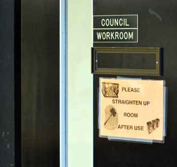Ann Arbor City Council work room sign 