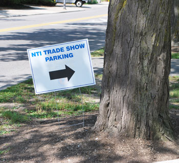 One of many signs youll see around town related to the NTI/NJATC. This one is at the corner of Division and Hoover.