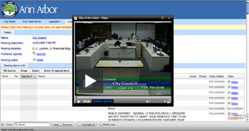 Screen capture of video embedded in council agenda