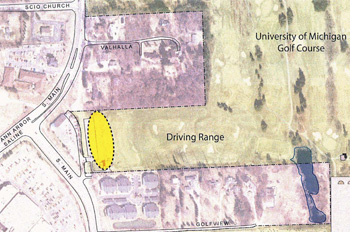 Map of proposed UM golf practice facility