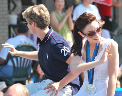 Charlie White and Meryl Davis, University of Michigan students and Olympic silver medalists in ice dance figure skating.