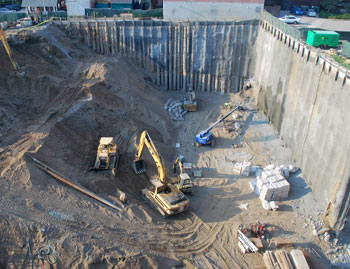 library lot construction underground parking structure