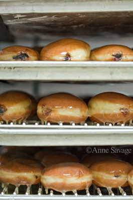 A rack of paczki at Zingerman's Bakehouse