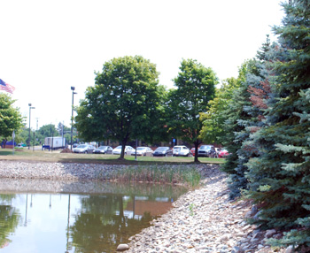 Detention pond at AATA headquarters on South Industrial