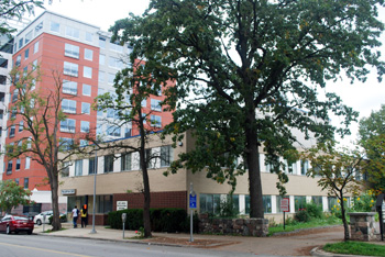 Site of the proposed 13-story Varsity apartments
